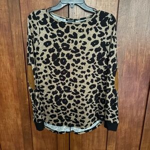 Pink Clover Gray and Leopard Print Sweater